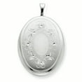 thumbnail image 6 of Primal Silver Sterling Silver Rhodium-plated 26mm Oval with Flowers Oval Locket with 18-inch Box Chain, 6 of 8