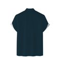 thumbnail image 2 of Camisas Para Hombre Camisa de vacaciones al libre de manga corta para playa con estampado completo de solapa informal con un solo pecho de primavera para hombre (Blue, XL), 2 of 4