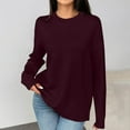 thumbnail image 2 of ATOYSOY Women's Workout Solid Color Blouses Loose Basic Sweaters Tops Relaxed Comfy Casual Trendy Long Sleeve Tees Crew Neck Sweatshirts Fall Red L, 2 of 6