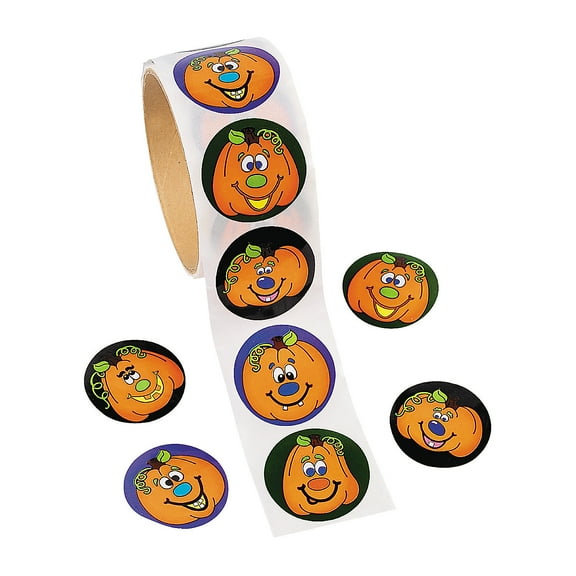 Jack-O-Lantern Roll Stickers-100 Ct - Stationery - 100 Pieces