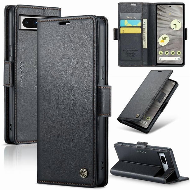Funda tipo cartera Google Pixel 7A con cierre magnético, RFID, tarjetero, soporte, carga inalámbrica