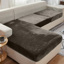 Rosnek Velvet Plush Stretch Sofa Slipcover Couch Cushion Covers, Khaki