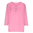 thumbnail image 5 of Babysbule Women's Henley V Neck 3/4 Sleeve T Shirt, Casual Button Placket Loose Solid Top for Daily Work School, 5 of 6