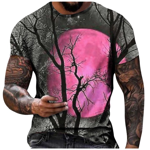 Cameland T-Shirt à Manches Courtes pour Hommes, Mode Décontractée, Col Rond, Imprimé