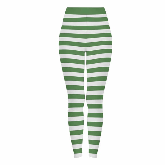 Ashyfjp Womens Halloween Leggings Casual High Waist Striped Stretch Tights with Wide Waistband for Themed Party Wear, Size (S-3XL)