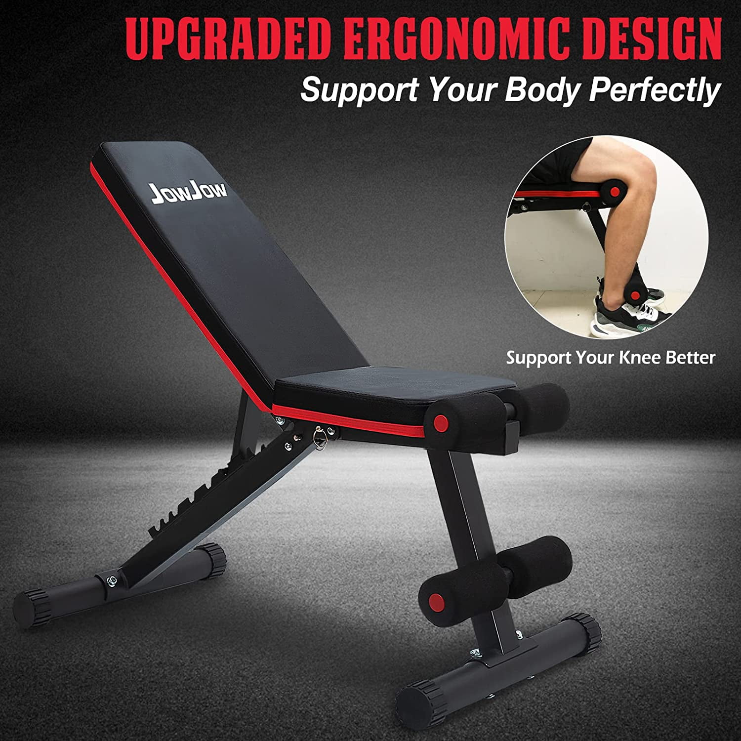 Multi-Purpose Foldable Incline Decline Home Gym Bench LINODI Weight Bench Adjustable Strength Training Benches for Full Body Workout 