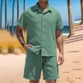 thumbnail image 2 of Miluxas Mens 2PC Beach Hawaii Sets Button Down Short Sleeve Collared Shirt High Waist Shorts Summer Spring Soft Tropical Outfits Green S(S), 2 of 6