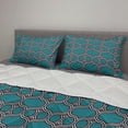 thumbnail image 2 of Geometric Comforter & Sham Bedding Set, Simple Abstract Lattice in Cold Tones Print, 3 pcs Duvet Set Microfiber Filling Quilt, 5 Sizes, Petrol Blue Multicolor, by Ambesonne, 2 of 4