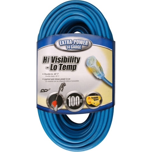 Coleman Cable 14 3 SJTW Low-Temp Outdoor Extension Cord with Lighted End, 100-Foot by Coleman Cable