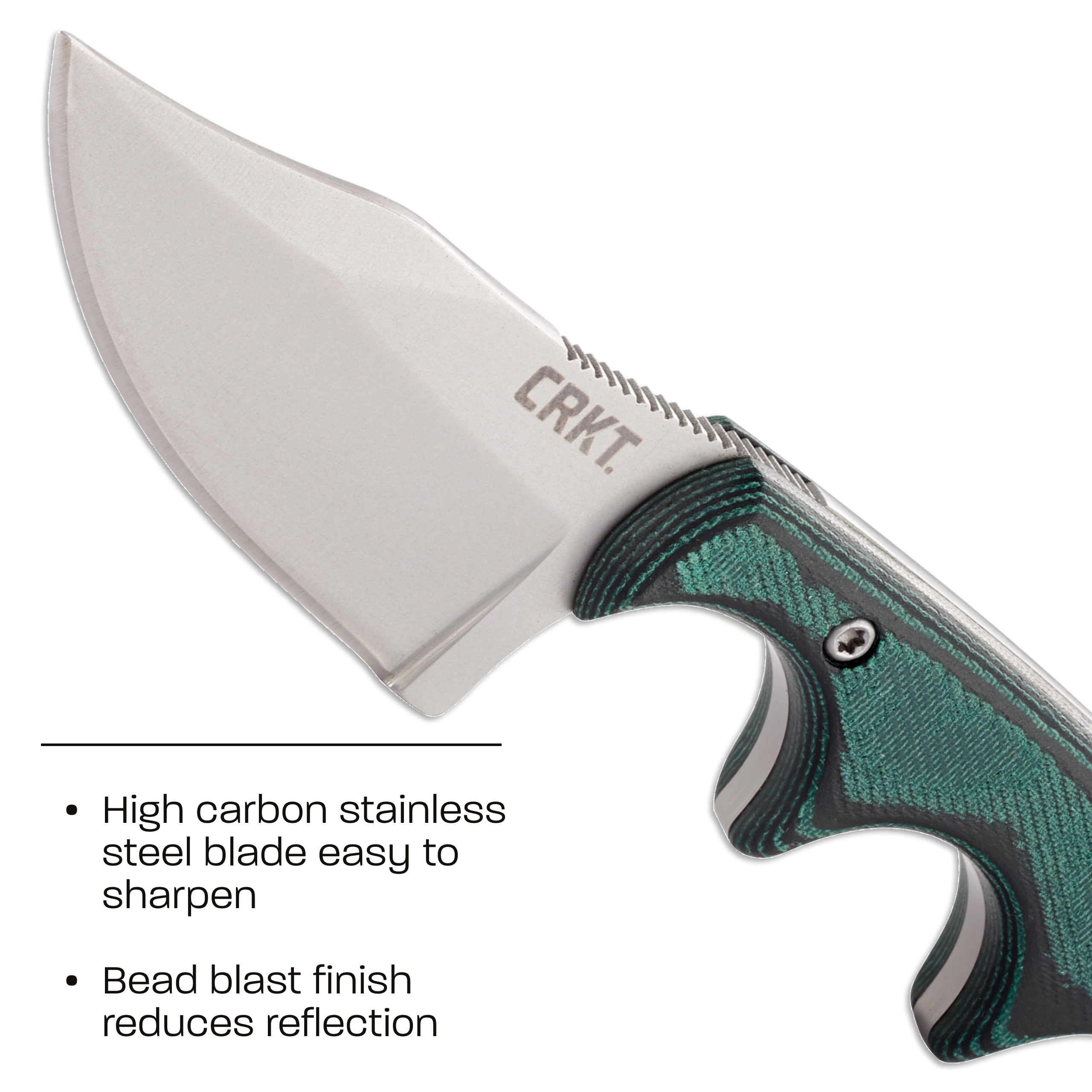 CRKT Minimalist Bowie Outdoor Survival Fixed Blade Knife with Sheath: Stainless Steel Plain Edge Blade, Micarta Handle, 2387