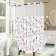 thumbnail image 3 of Ikfashoni Hookless Shower Curtain with Snap in Liner, Pink Floral Waterproof Fabric Mesh Window Bath Curtain, 71"X74", 3 of 7