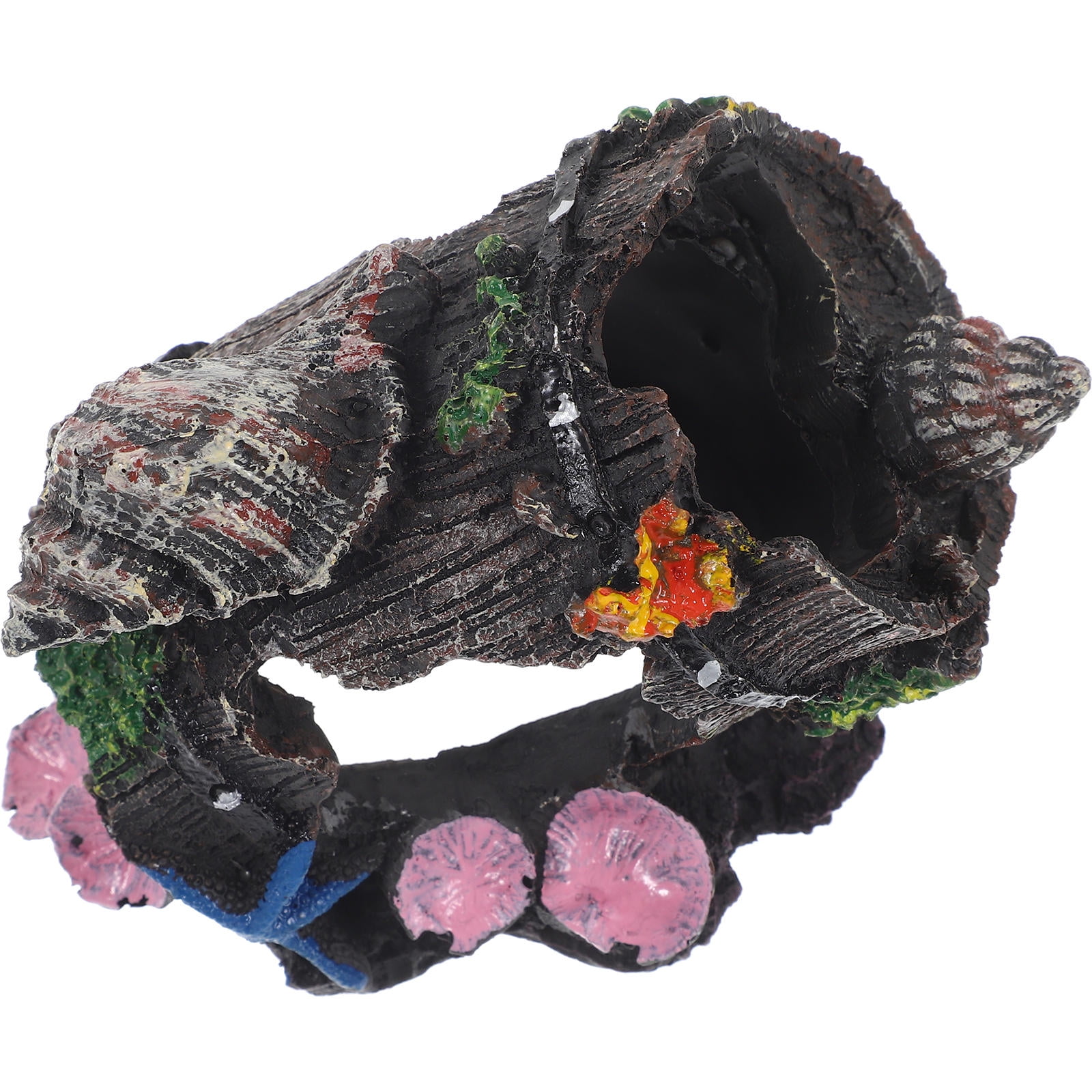 MOKKHNB Black Resin Fish Tank Hideout Broken Barrel for Aquarium Decor