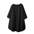 thumbnail image 3 of Women's Oversized T Shirt Round Neck Short Sleeve Casual Summer Top Lightweight Loose Shirt Irregular Hem Short Sleeve T Shirt Plain Tees for Women Stripped Short Sleeve Shirt Women Layering Tee for, 3 of 4