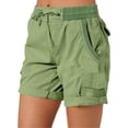 thumbnail image 2 of Womens Summer Shorts Relaxed Fit High Waist Casual 4 Pocketed Hiking Cargo Shorts Outdoor Outfits Cotton And Linen Casual High-Waisted Work Pants Army green S, 2 of 9
