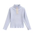 thumbnail image 3 of Sakuulaan Girls Long Sleeve Tops,Ribbed Knit Ruffle Neck Lace Button Fall Winter School Casual Shirt, 3 of 6