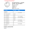 thumbnail image 2 of Rear Brake Pad Sensor 1 - Compatible with 2007 - 2010, 2013 BMW X5 2008 2009, 2 of 2