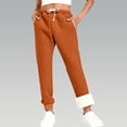 thumbnail image 2 of Soyumi Track Pants thermal Casual Fall Fashion Outfits Denim Pants Straight Leg Winter Work Lounge Warm Jeans for Women Going Out Pants Outdoor Sweatpants Women Cargo Pants Women Homewear, Orange, 2 of 4