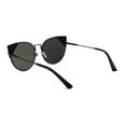 thumbnail image 4 of Womens Metal Rim Reflective Lens Cat Eye Tip Round Retro Sunglasses Black Purple Mirror, 4 of 4