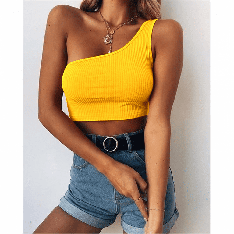 Yellow one hotsell shoulder crop top