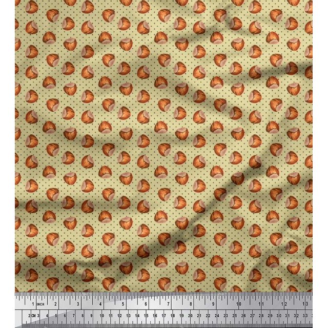 Soimoi Brown polyester Crepe Fabric Circle Art Geometric Decor Fabric Printed Yard 42 Inch Wide