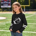 thumbnail image 5 of Girls Black Long Sleeve Soccer Heart Graphic Tee Soft Athletic Comfortable Top Crewneck Relaxed Fit T-Shirt,Size 3-4 T, 5 of 6