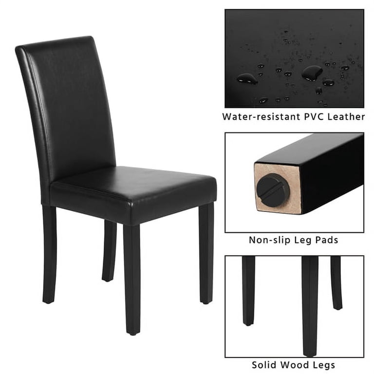 Alden Design High Back Padded Dining Chairs, Set of 4, Black photo 7