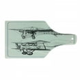 thumbnail image 1 of Airplane Cutting Board, Classic Nostalgic Planes Aircraft Propeller in the Sky Fast Travel Wings Sketch, Tempered Glass Cutting and Serving Board, Wine Bottle Shape, Blue Black, by Ambesonne, 1 of 1