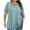 Sky Blue, variant on Staron Plus Size V-Neck Blouses for Women Polka Dot Short Sleeve Curved Hem Casual Comfy Fashion Tops Tshirt, White XL