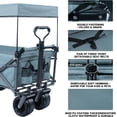 thumbnail image 5 of Noaman 140L Collapsible Wagon with Removable Canopy, Foldable All-Terrain Utility Cart with Brakes, Telescopic Handle & Cooler Bag, 220lbs Capacity, Gray, 5 of 7