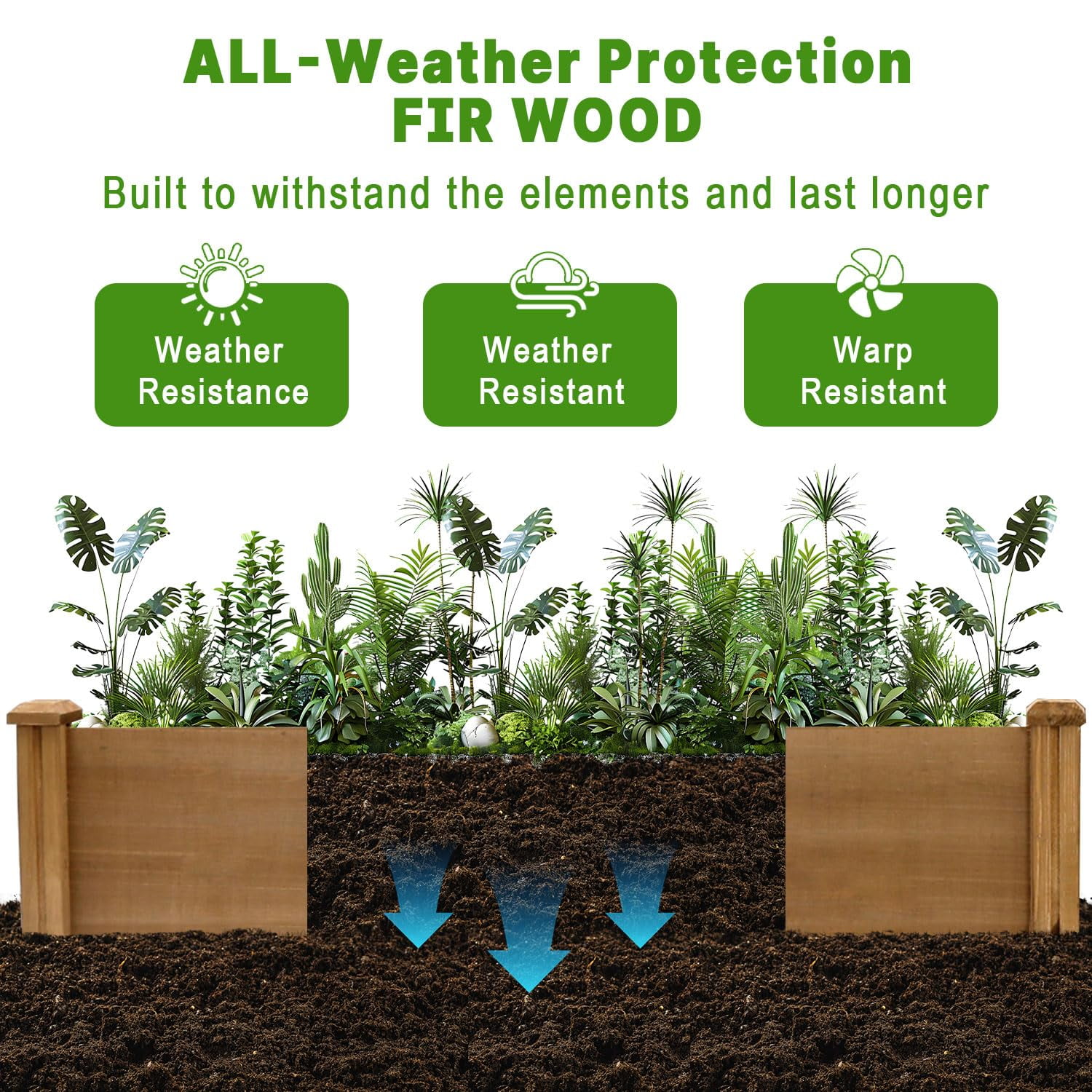 PETSCOSSET Wooden 8x2Ft Raised Garden Bed Planter Box for Outdoor Gardening
