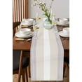 thumbnail image 4 of Gray Beige Stripe Table Runner Cotton Linen 120 Inch Holiday Dresser Scarves, Modern Art Horizontal Striped Tablerunner for Kitchen Coffee Dining Bedroom Living Room Dinner Scarf Décor 13''x120'', 4 of 9