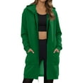 thumbnail image 2 of Dwellite Wateresty Womens Casual Zip Up Fleece Hoodies, Long Zipper Hoodie Sleeve Long Tunic Sweatshirts Sweater Dress Fall Jacket Coat Green S, 2 of 6