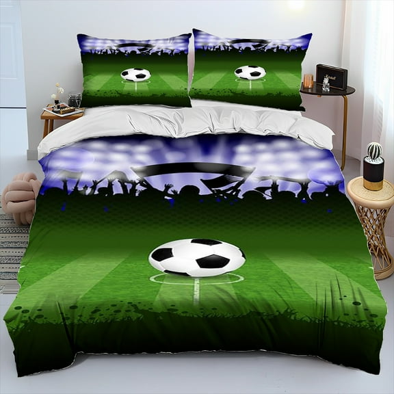 3D Soccer Football Comforter Bedding Set Duvet Cover Bed Set Quilt Cover Pillowcase King Size Bedding Set for Adult Child