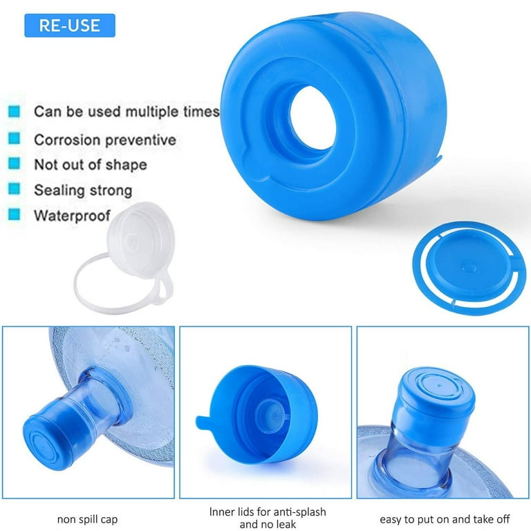 yuntop 10PCS 55mm 3 and 5 Gallon Non-Spill Caps, Reusable Water Bottle  Caps, Replacement Snap On Caps for Water Dispenser Jugs