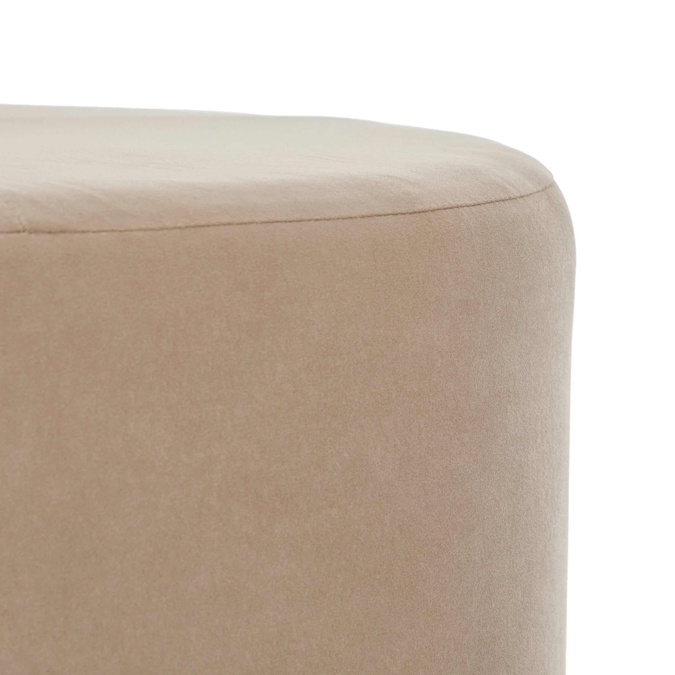Christopher Knight Home 29" Round Upholstered Ottoman, Solid Wood Base, Accent Footstool or Coffee Table, Camel