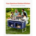 thumbnail image 2 of Camping Kitchen Table, Folding Outdoor Cooking Table, 3 Adjustable Height, Aluminum Lightweight Portable Cook Station with Storage Organizer, Carry Handle, for BBQ Party Picnic RV Travel, Blue, 2 of 8
