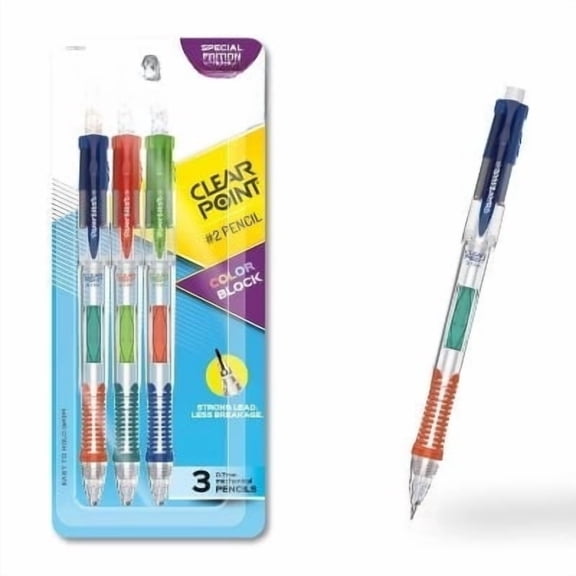Paper Mate 3ct Clearpoint Mechanical Pencil Color Block Special Edition 0.7mm Lead Blue/Red/Lime
