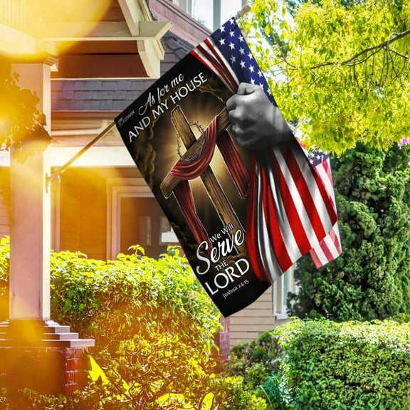FLAGWIX American House Flag (29.5" x 39.5")-As For Me And My House, We Will Serve The Lord Flag - Polyester Indoor Outdoor Flags