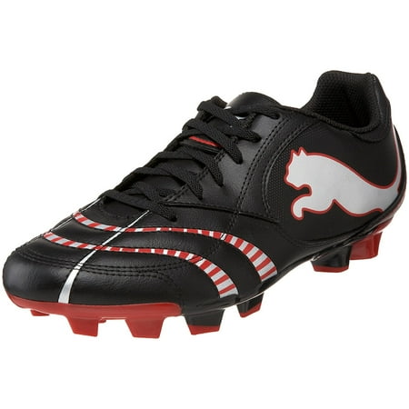 Shoot Fg Mens Soccer Shoe - PUMA Men's Powercat 4.10 II FG Soccer Shoe,Black/High Risk Red/PUMA Silver,9.5 D(M) US