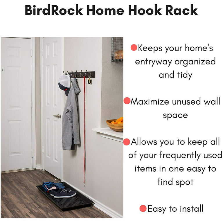 Birdrock Home Hook Coat and Hat Rack - 2 Pack - 6 Hooks - 27