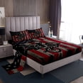 thumbnail image 1 of YST Ensemble de Literie pour Enfants Garçons Sports Extrêmes Taille Simple, Drap-Housse Drapeau Américain Rétro Gris et Rouge, Ensemble de Literie Motocross, Drap Plat Décoration de Chambre, Respirant 3 Pcs, 1 of 5