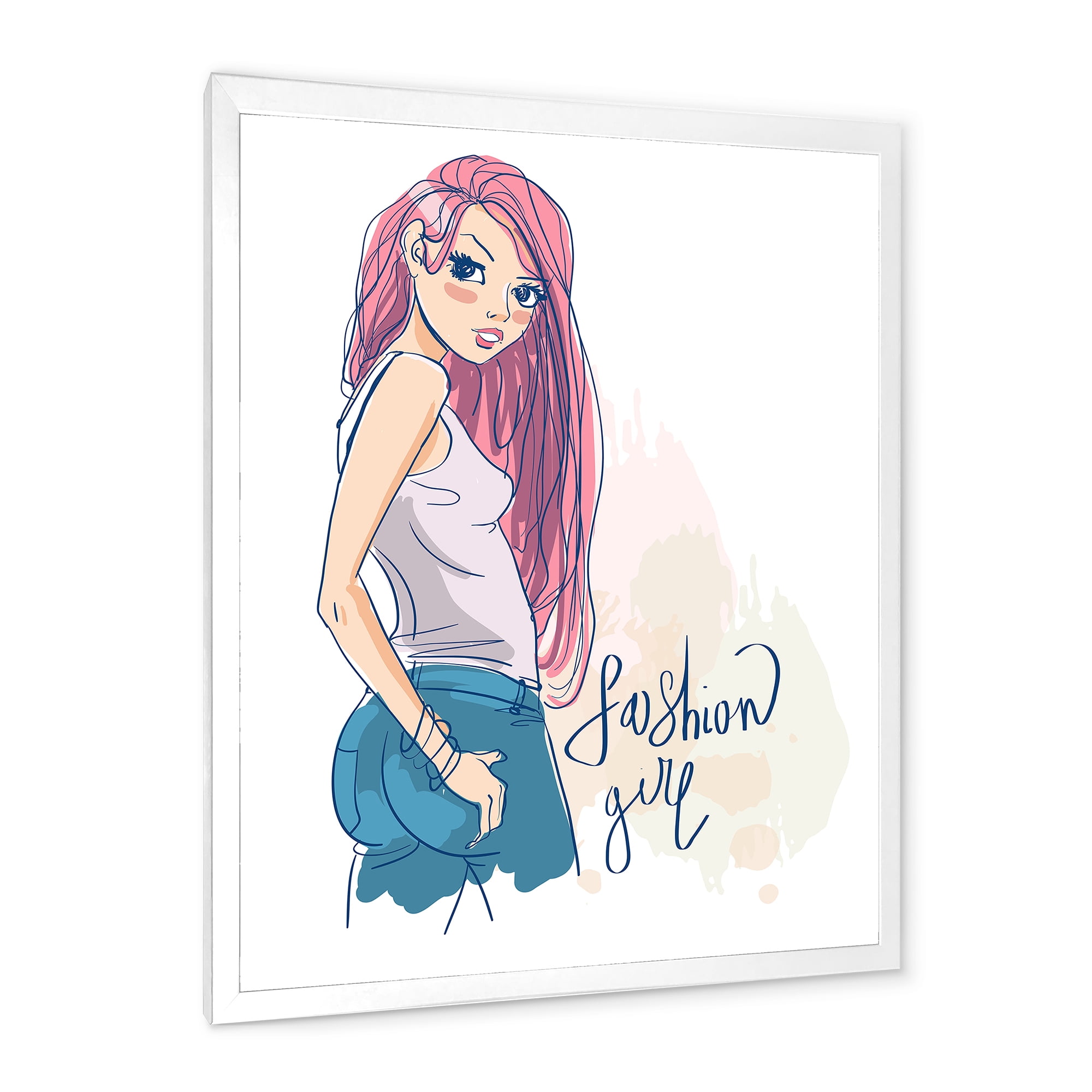 Designart 'Trendy Fashion Woman I' Children's Art Framed Art Print