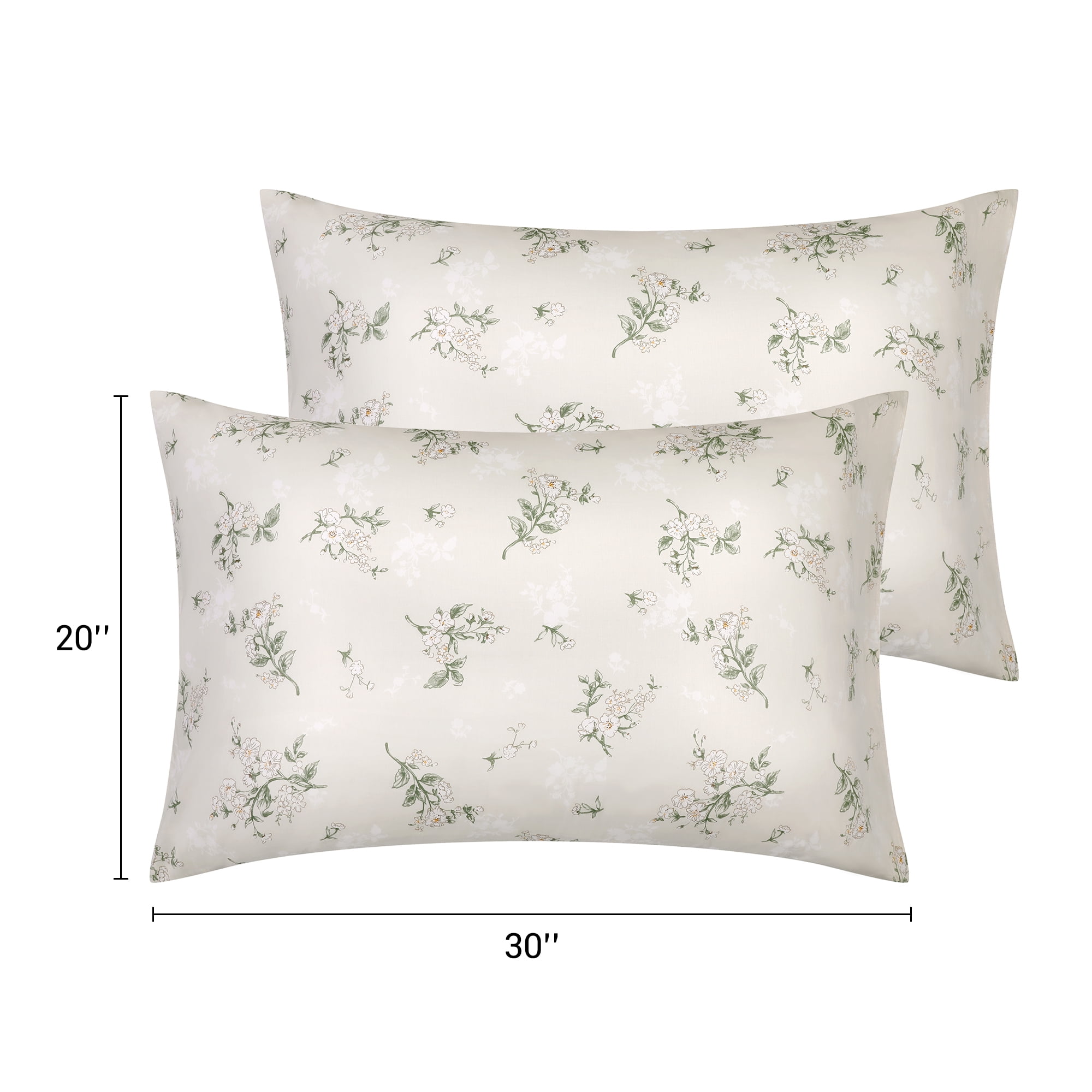 Unique Bargains 2 pcs Pillowcase for Hair and Skin Soft Cotton Floral Pillow Cases Beige
