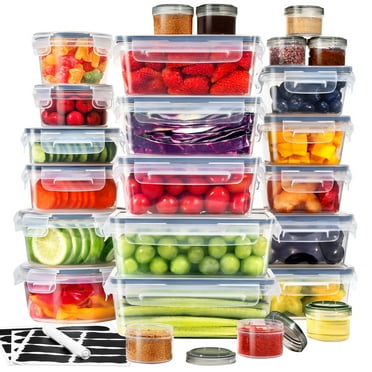 HONGGE 24 Pcs Airtight Food Storage Container Set - BPA Free Clear Plastic Kitchen and Pantry Organization Meal Prep Lunch Container with Marker & Labels