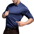 thumbnail image 3 of snilers Big and Tall Mens Dress Shirts Button Down Long Sleeve Lapel Blouse Regular Fit Wrinkle Free Formal Business Shirts M-6XL, 3 of 6