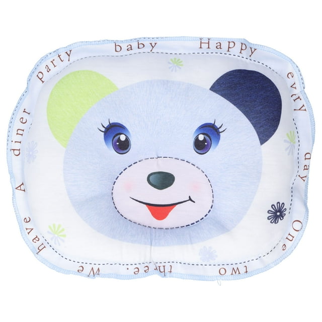 Almohada moldeadora de cabeza plana para recién nacido, transpirable, con forma de oso, para dormir para bebé (azul)