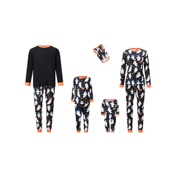 RUINIXCW Halloween Family Pajamas Matching Set Long Sleeve O Neck Tops Ghost Print Pants Sleepwear