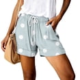 thumbnail image 4 of Only Moment Polka Dot Shorts Womens Beach Shorts Summer Casual Wide Leg Loose High Waist Drawstring Dressy Shorts 2026 Beach Vacation Clothes Light Blue,L, 4 of 6