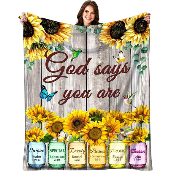 Christian Blanket with Inspirational Thoughts and Prayers Religious Bible Verse Throw Blanket Ultra Soft Warm Flannel Blankets for Women Men Gifts 50"X40"