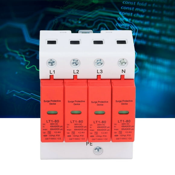AC Surge Protector,4P Surge Protector Overvoltage Power Surge Protector V Surge Protector Compact and Lightweight